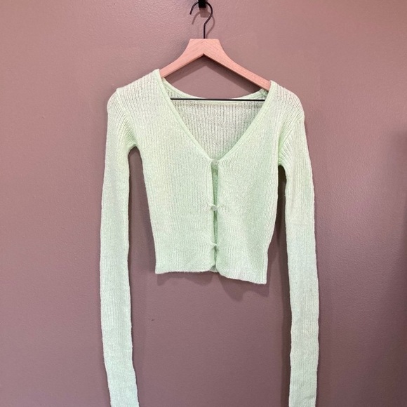 Light Green Ribbed Cardigan - Picture 8 of 8